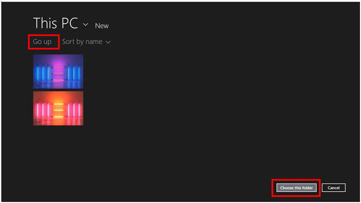 Windows 8.1 This PC, Choose Folder