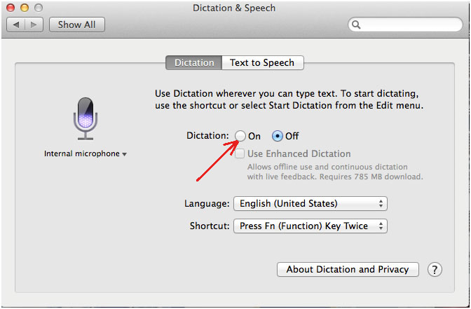 how to enable dictation on mac