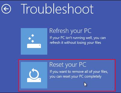 Windows 8 Troubleshooting, Reset