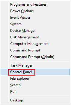 Windows 8 Quick Access Menu, Control Panel