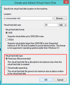 Create VHD, Disk Type