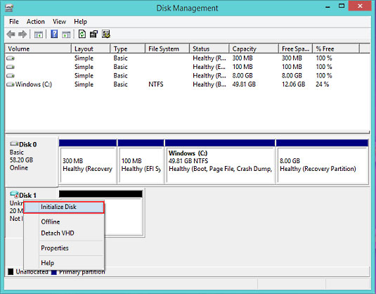 Disk Management, Initialize