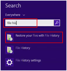 Windows 8 Search, File History