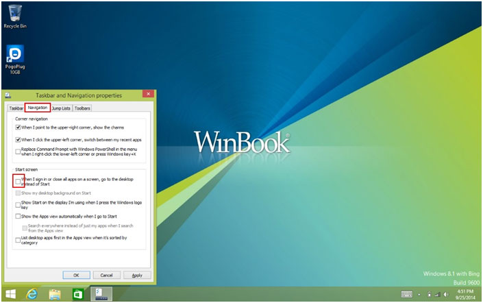 Windows 8 Taskbar Navigation Properties