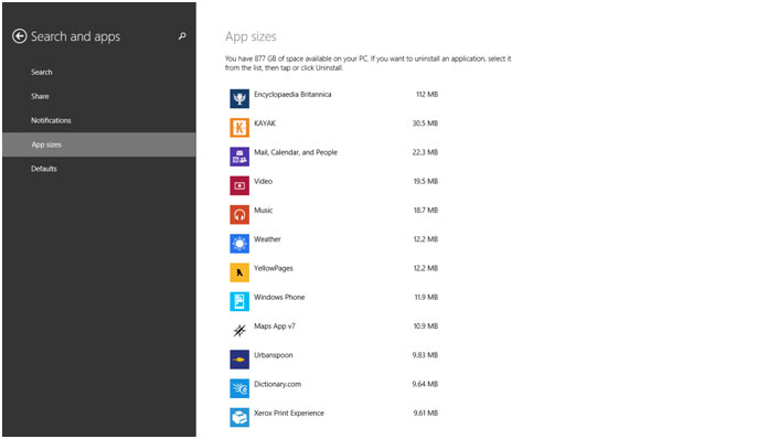 Windows 8 Apps, App Sizes
