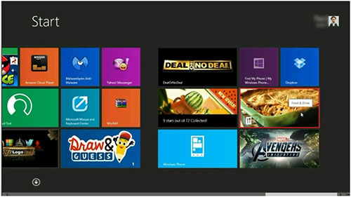Windows 8 Start Screen, Food and Drink App