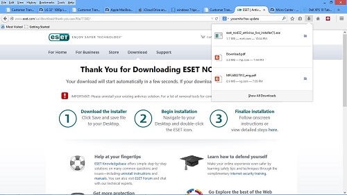 Browser downloads section