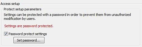 ESET Password Protection Settings