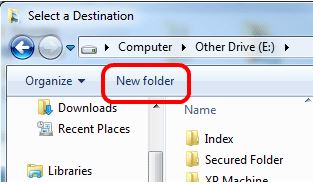 Destination, New Folder