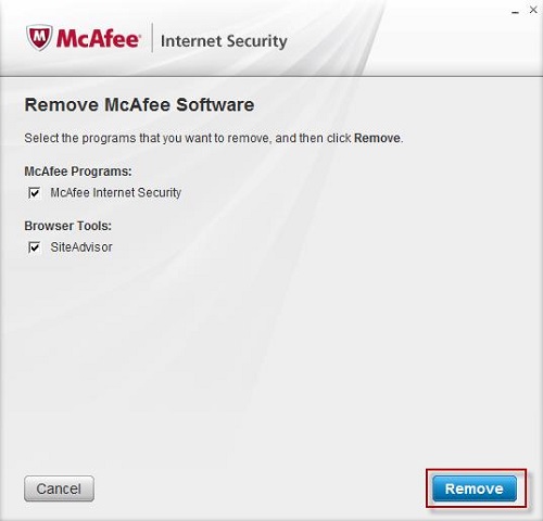 McAfee Software Uninstall Example