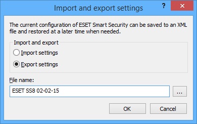 ESET Export Settings