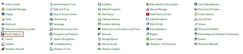 Windows 8 Control Panel, Power Options