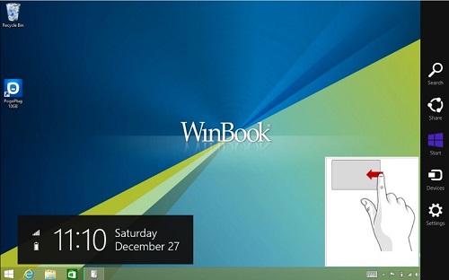 WinBook Tablet Desktop, Swiping in from Right