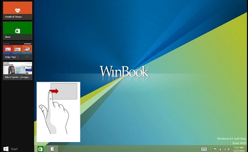 WinBook Tablet Desktop, Swiping in from Left
