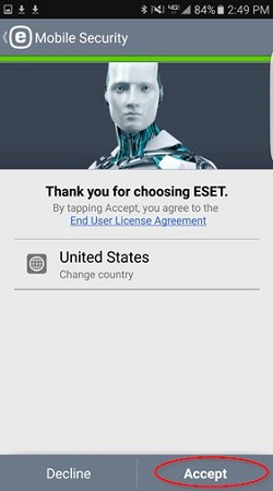 ESET install, country select