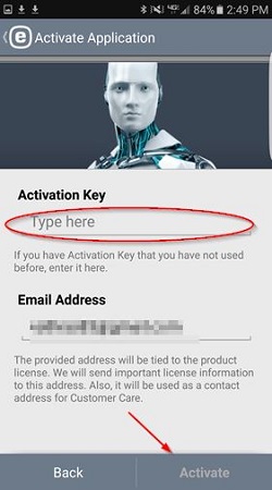 ESET activation, enter key