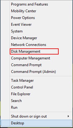 Windows 8 Quick Access Menu Disk Management