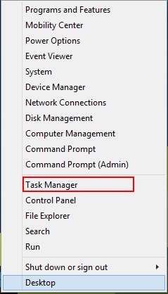 Windows 8 Quick Access Menu Task Manager