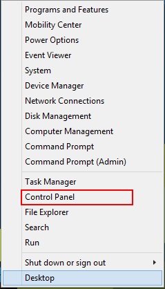 Windows 8 Quick Access Menu Control Panel