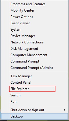 Windows 8 Quick Access Menu File Explorer