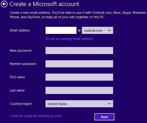 Microsoft Account Settings