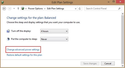 Windows Power Options, Change Power Settings