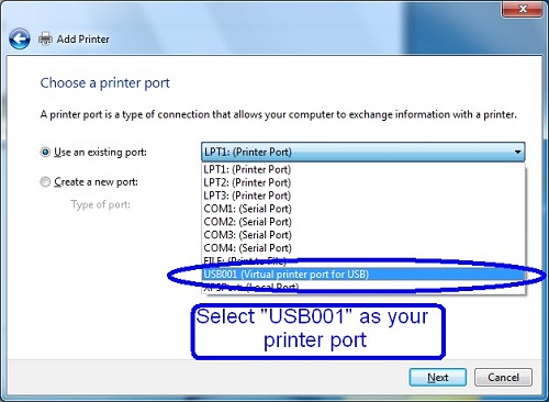 lpt to usb virtual port