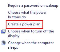 Power Options, Create Power Plan