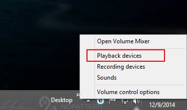 Windows 8 Volume Settings, Playback Devices