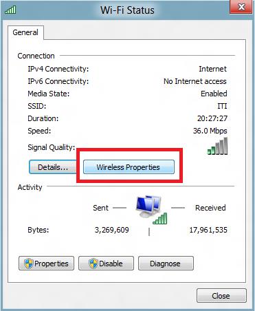 Wi-Fi Status, Wireless Properties