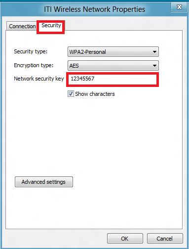 Wireless Network Properties, Security Settings