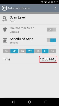 ESET Automatic Scan, Set Time