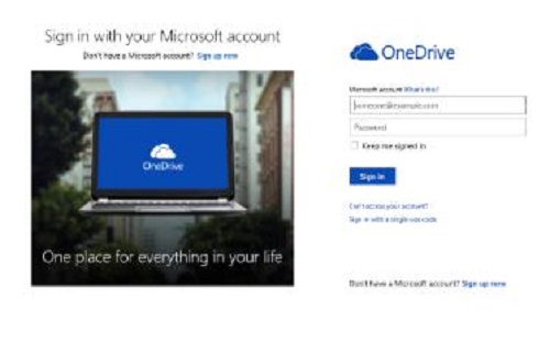 sign in onedrive