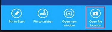 Windows 8.1 App Options Menu, Open Location Icon
