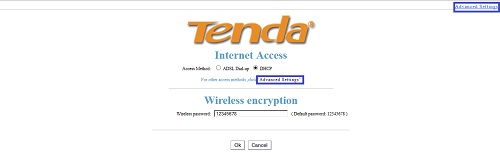Tenda Browser Interface, Advanced Settings