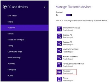 Windows 8 Manage Bluetooth