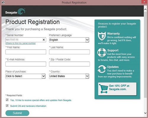 Seagate Product Registration