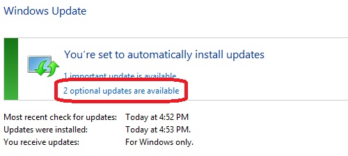 Windows Update, Optional Updates