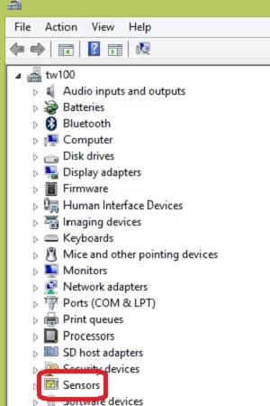 Device Manager, Sensors
