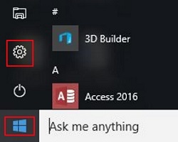 Windows 10 Desktop Start Menu, Settings