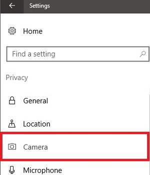 Windows 10 Privacy Settings, Camera