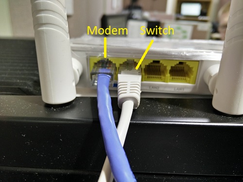 Tenda Router with Plugs Labeled