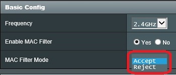 Router MAC Filter Settings