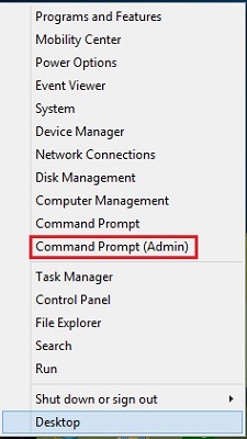 Windows 8 Quick Access Menu, Command Prompt Admin