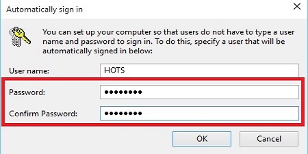 Windows 10 User Account, Automatic Sign In