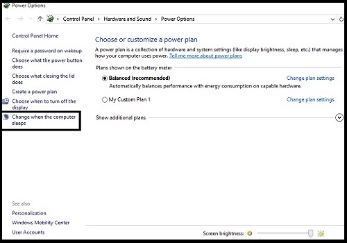 Windows 10 Power Options, change settings
