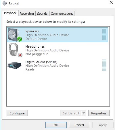 digital audio not plugged in windows 10