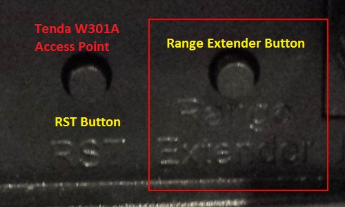 Buttons on Tenda Router