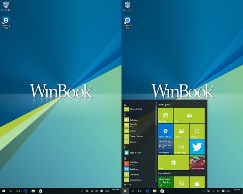WinBook Tablet Desktop and Start Screen comparison