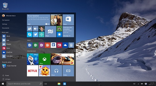 Windows 10 desktop, Start Menu